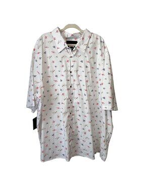 Winston Men's 5XL White Short Sleeve Button-Down Manuel Shirt Scribble Print